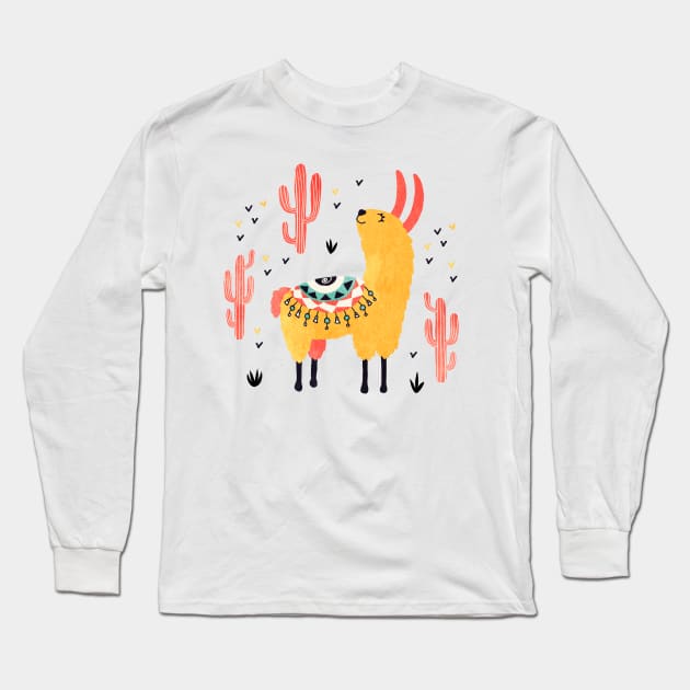 Llama Long Sleeve T-Shirt by Lidiebug